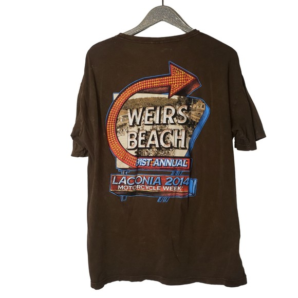 Laconia Weirs Beach 2014 Distressed Brown T Shirt Size 2X - Picture 6 of 7